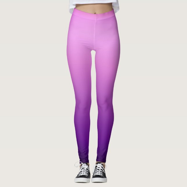 Leggings Personalizadas de Gradiente Roxo (Frente)