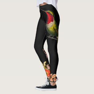 Leggings PERSONALIZADAS DE HUMMINGBIRD E FLORES NE