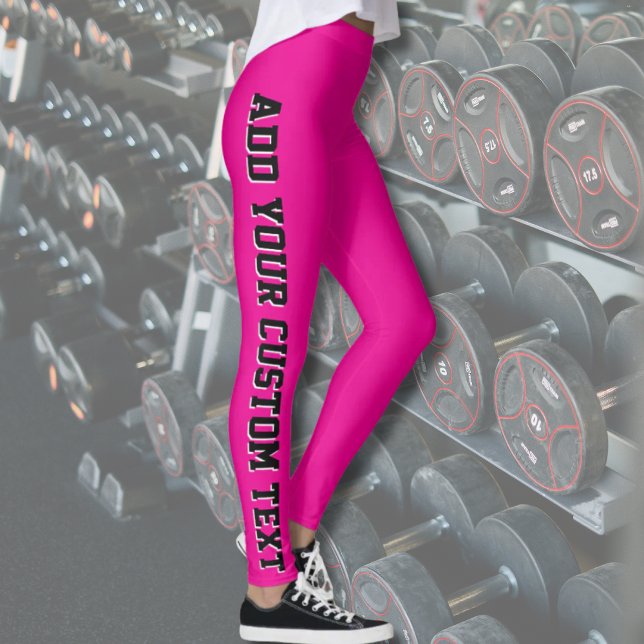 Leggings Personalizadas de Rosa Vibrante com Texto (Criador carregado)