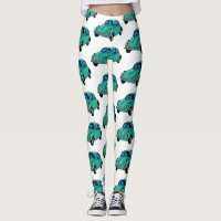 Leggings Personalizadas do Carro Hippie Azul