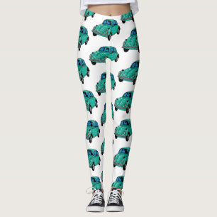 Leggings Personalizadas do Carro Hippie Azul