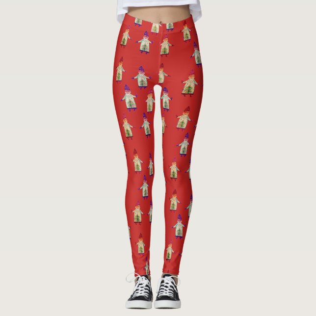 Leggings Personalizadas do Modo de Natal (Frente)