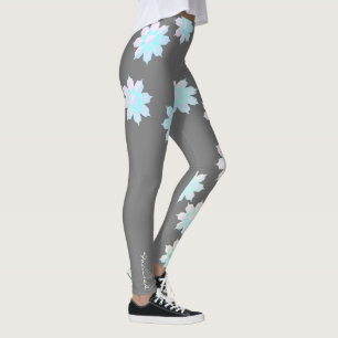 Leggings Pétalas Turquesa Felizes Cores Pastel