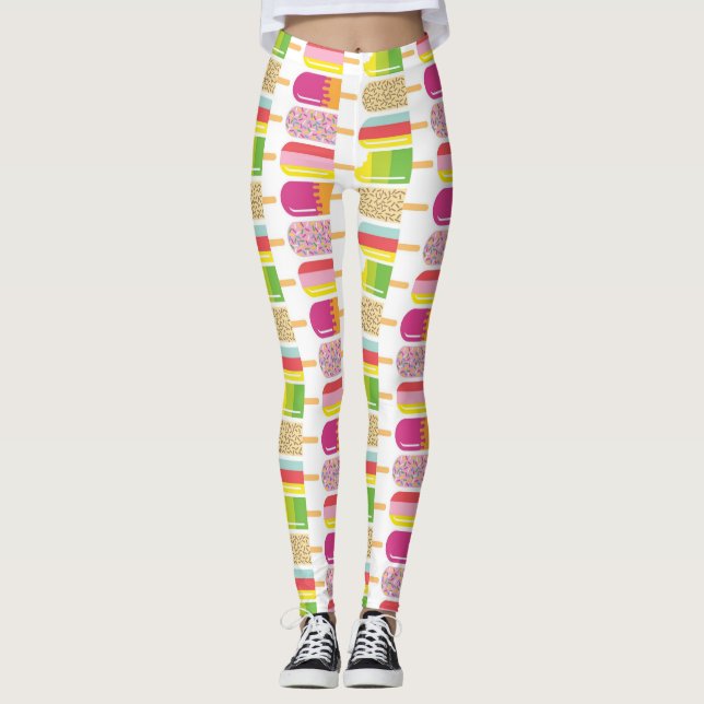 Leggings - Picolés Rosa, Verde e Amarelo (Frente)
