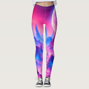 Leggings planetárias neon-Alienígena Moda ativa