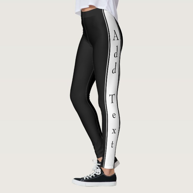 Leggings Pretas com Faixa Lateral Personalizáveis  (Esquerda)
