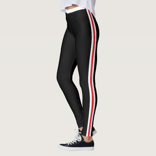 Leggings Pretas com Faixa Vermelha Branca - Suas C (Esquerda)