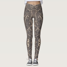 Leggings Pretas com Padrões Góticos
