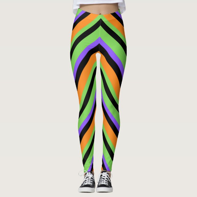Leggings Pretas com Redemoinho de Doces de Hallowe (Frente)