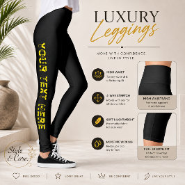 Leggings Pretas com Texto Personalizado para Confo