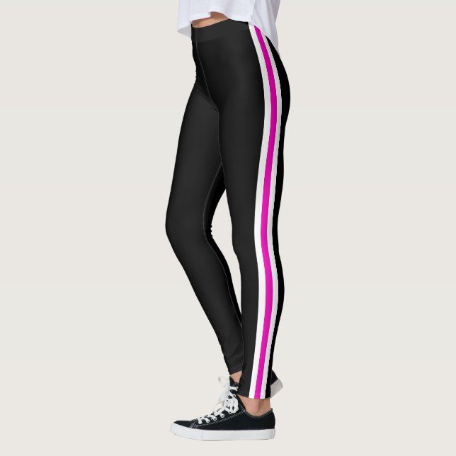 Leggings pretas, cor-de-rosa e branco (Esquerda)