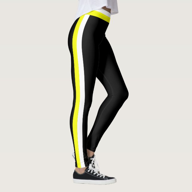 Leggings Pretas de Esporte com Faixa Lateral Amare (Direita)