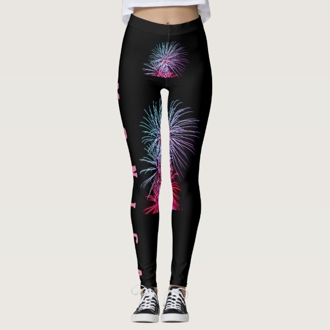 Leggings Pretas de Nome Repetitivo Personalizadas (Frente)