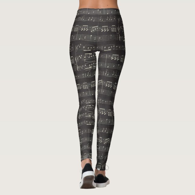Leggings Pretas de Nota de Música (Verso)