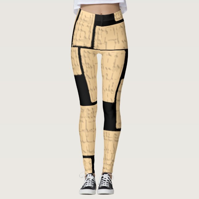 Leggings Pretas e Bege Longas (Frente)