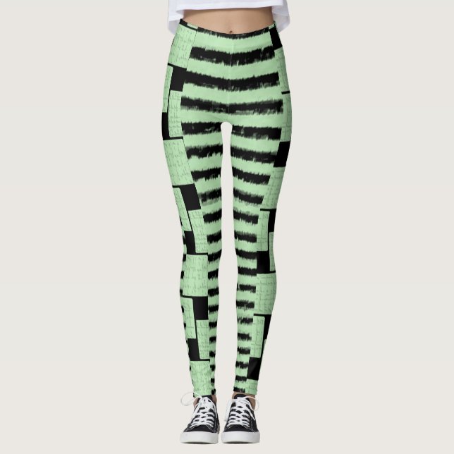 Leggings Pretas e Verdes Longas (Frente)