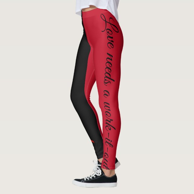 Leggings pretas e vermelhas citação de treino de a (Esquerda)