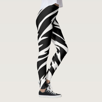 Leggings Preto Branco Tigre Calças de Yoga Estampa