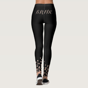 Leggings Preto com Brilho Dourado Rosa de Noiva
