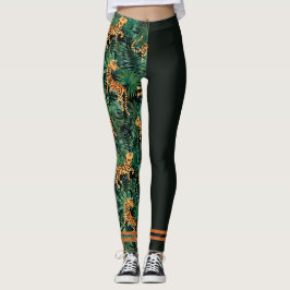 Leggings Preto com Impressão de Tigre na Selva