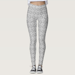 Leggings Preto e Branco com Estampa Geométrica Qua