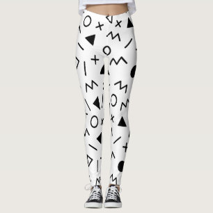 Leggings Preto e Branco com Padrão dos Anos 80 na 