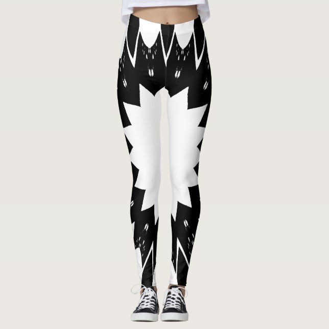 Leggings preto e branco engraçados (Frente)