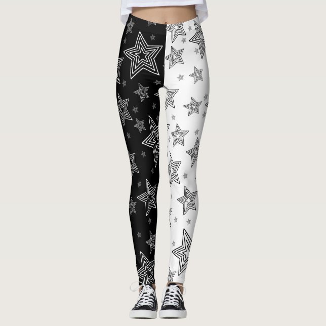 Leggings Preto E Branco Estrela (Frente)