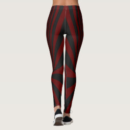 Leggings Preto e Vermelho com Efeito de Redemoinho