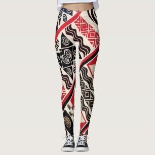 Leggings Preto Vermelho Tribal Africano