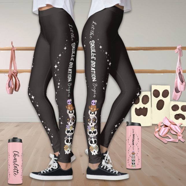 Leggings Pretos de Halloween Crânios Goth Fofos  (Criador carregado)