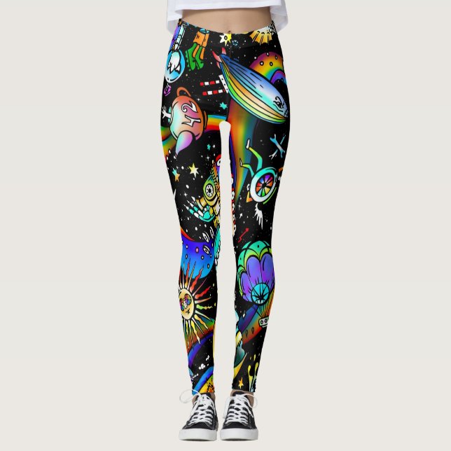 Leggings psicodélicas femininas (Frente)
