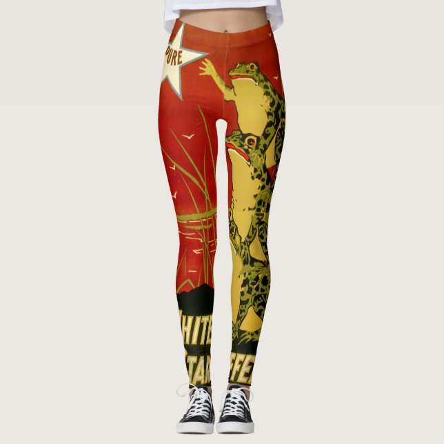 Leggings publicitárias de café com sapo de vinheta (Frente)
