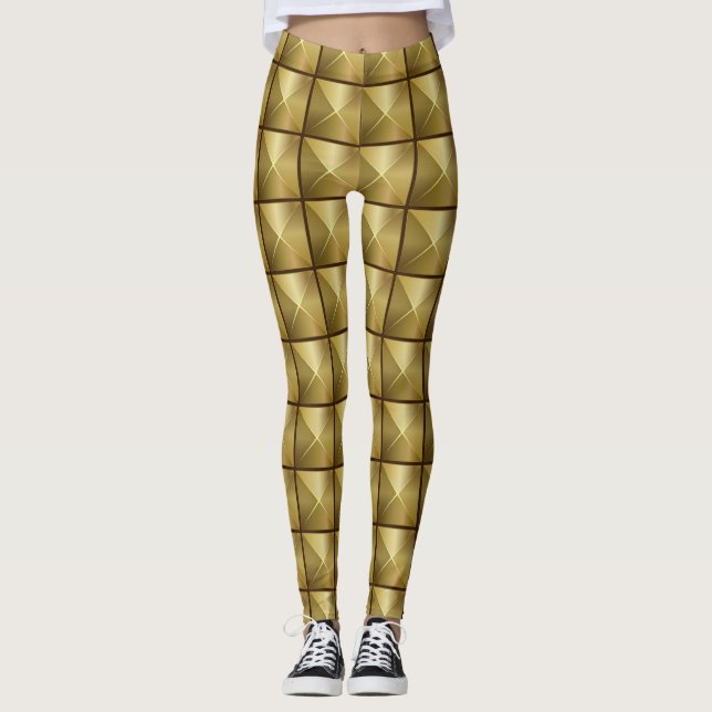 Leggings quadradas Douradas (Frente)