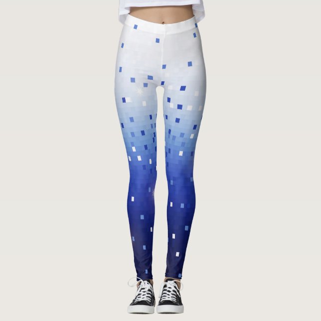 Leggings Quadrados de Confete Azuis (Frente)