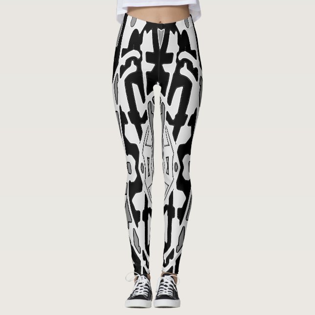 Leggings "Ratti_Creative_Arts" brancas e pretas (Frente)