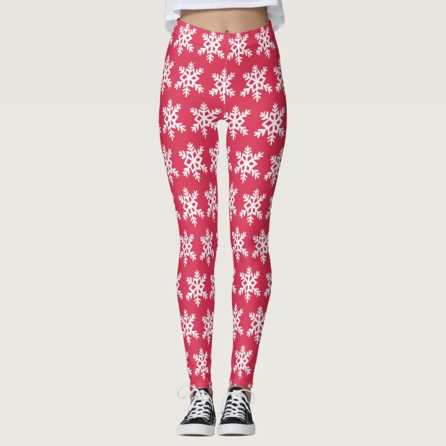 Leggings Red Flocos de Neve (Frente)