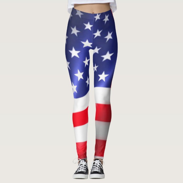 Leggings Red White e Blue da bandeira americana (Frente)