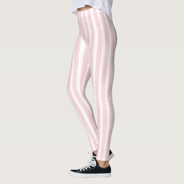 Leggings Rosa Bebê e Branco com Listras (Esquerda)