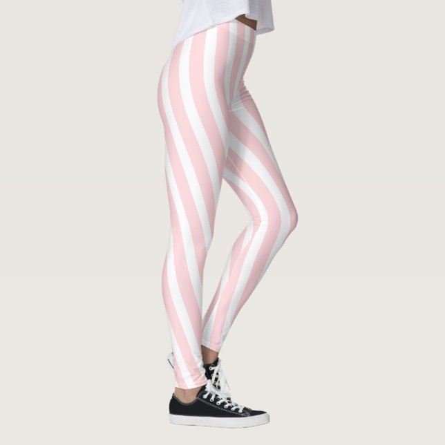 Leggings Rosa Bebê e Branco com Listras (Direita)