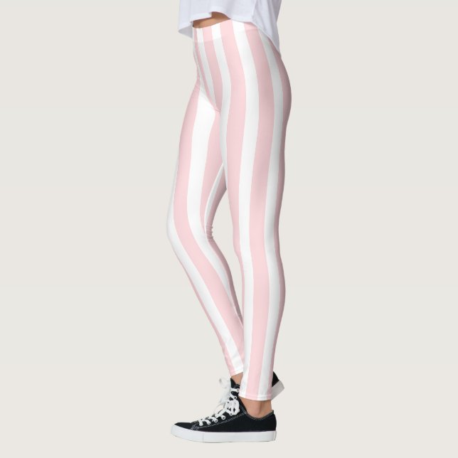 Leggings Rosa Bebê e Branco Listrado (Esquerda)