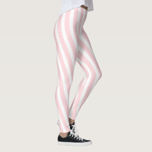 Leggings Rosa Bebê e Listras Brancas