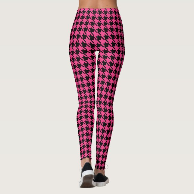 Leggings Rosa Brilhante Xadrez Retro (Verso)