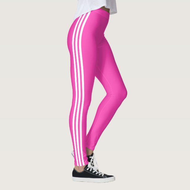 Leggings rosa com faixa branca personaliza suas co (Direita)