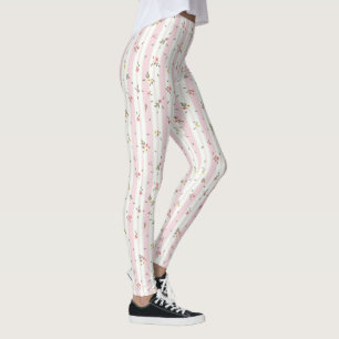 Leggings Rosa De Padrão Floral Delicadas