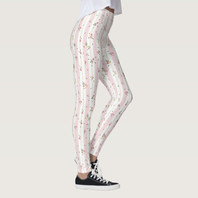 Leggings Rosa De Padrão Floral Delicadas (Direita)