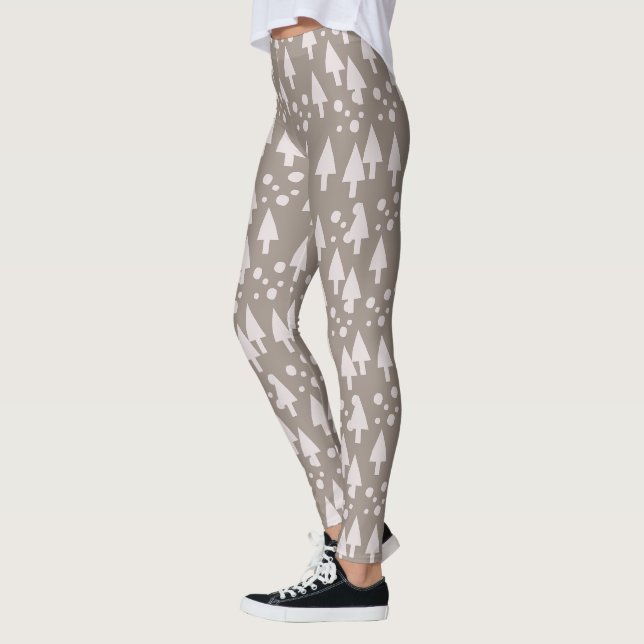 Leggings Rosa Marrom com Neve de Natal (Esquerda)