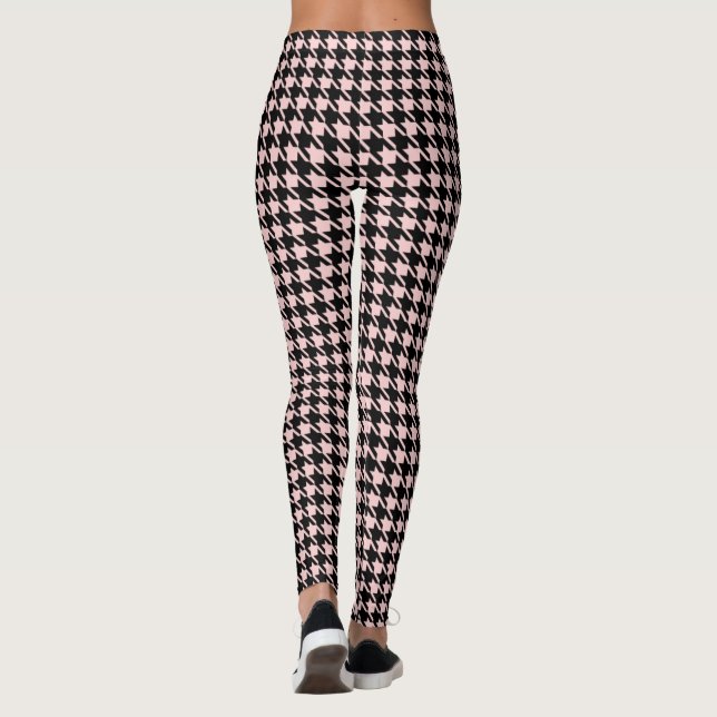 Leggings Rosa Preto Xadrez Retro Rockabilly (Verso)