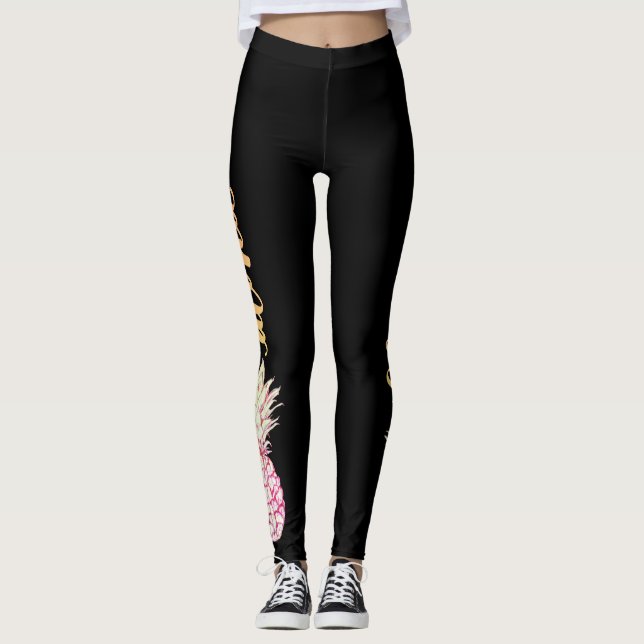 Leggings Rosa Retro Aloha Abacaxi (Frente)