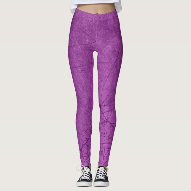 Leggings Roxas com Aparência de Riscado (Frente)